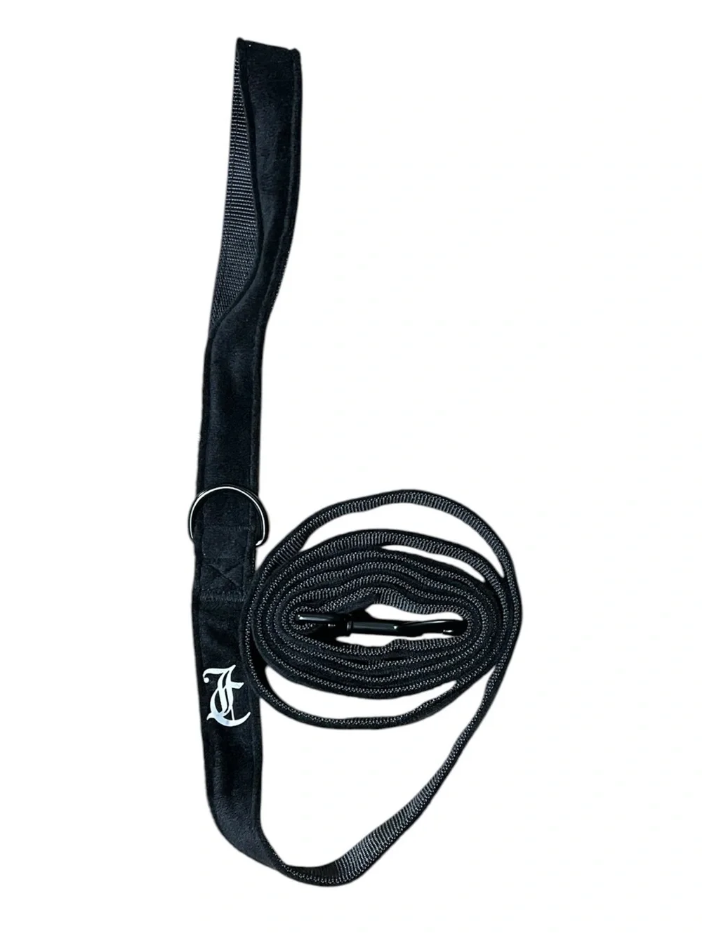 🐕NEW Juicy Couture Black Velour Pet Leash 6 Ft Dog Leash Heavy Duty Hardware